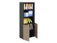 Офисный шкаф NW 2080/2 полузакрытый вяз натуральный/антрацит